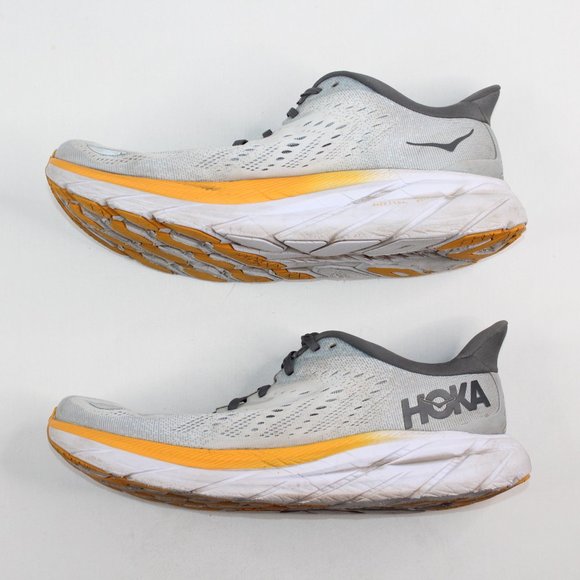 Hoka Clifton 8 White Grey Yellow Mens Road Running Shoes 119393 Size 11.5D #142 - Picture 8 of 14